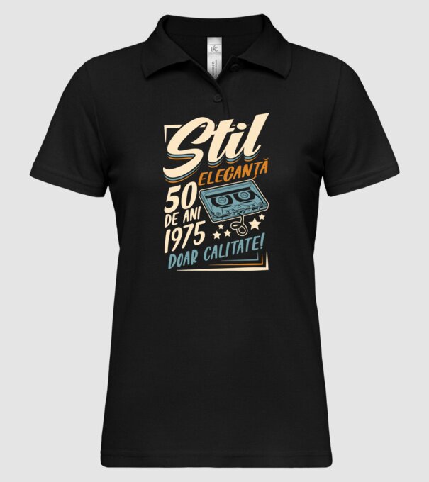 Stil eleganta 1975 model negru pe tricou