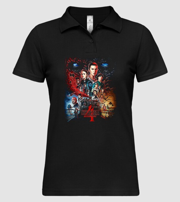 stranger things poster model negru pe tricou