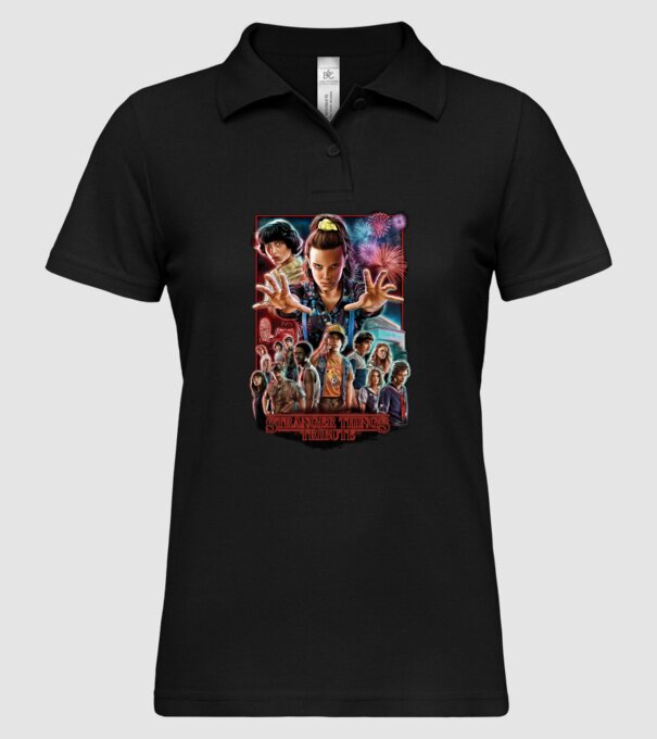 stranger things tribute poster model negru pe tricou