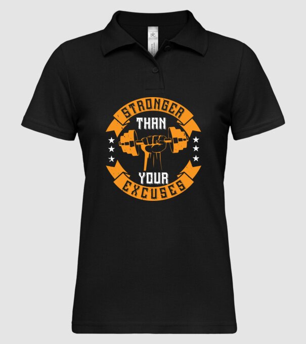 stronger than your excuses model negru pe tricou
