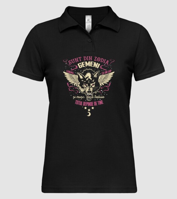GEMENI model negru pe tricou
