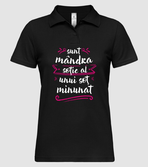 Sunt mândra soție a unui soț minunat model negru pe tricou