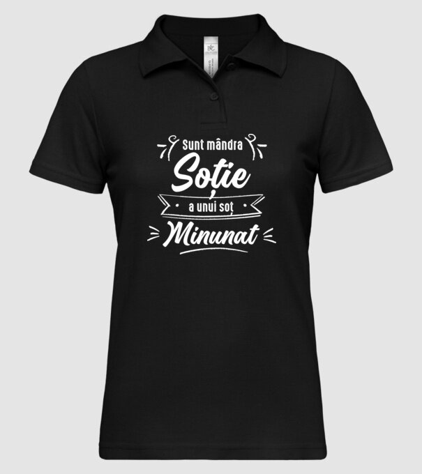 Sunt mândra soție a unui soț minunat model negru pe tricou