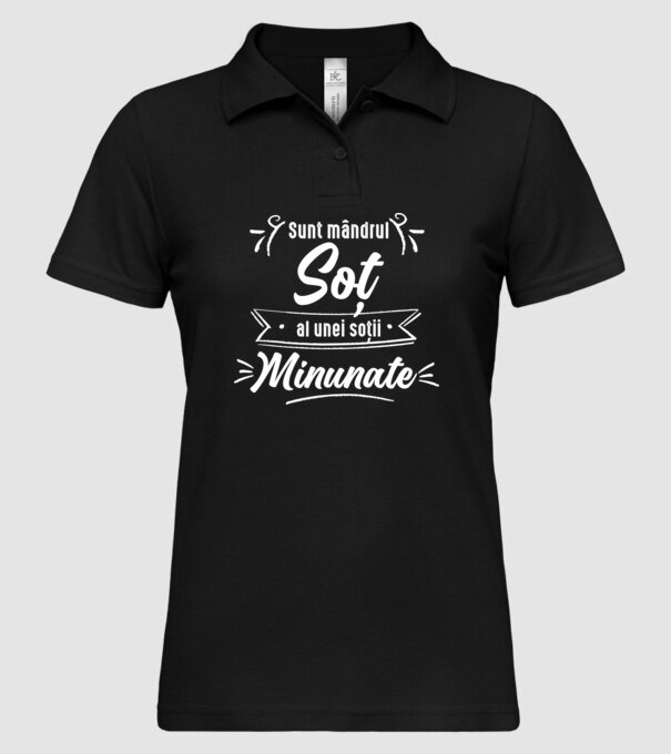 Sunt mândrul soț al unei soții minunate model negru pe tricou