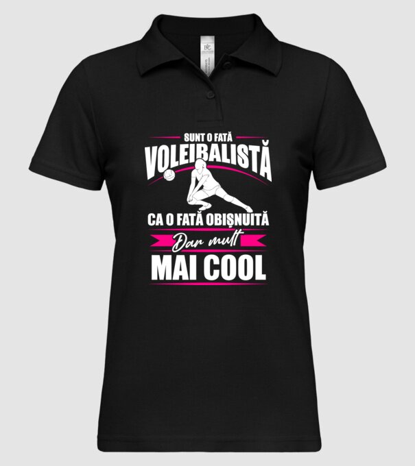 sunt o fată voleibalistă, ca o fată obișnuită, dar mult mai cool model negru pe tricou