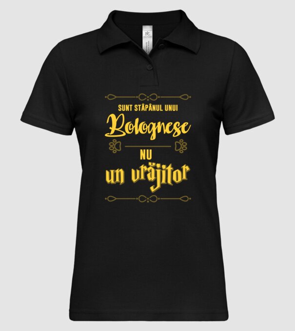 sunt stăpânul unui bolognese, nu un vrăjitor model negru pe tricou