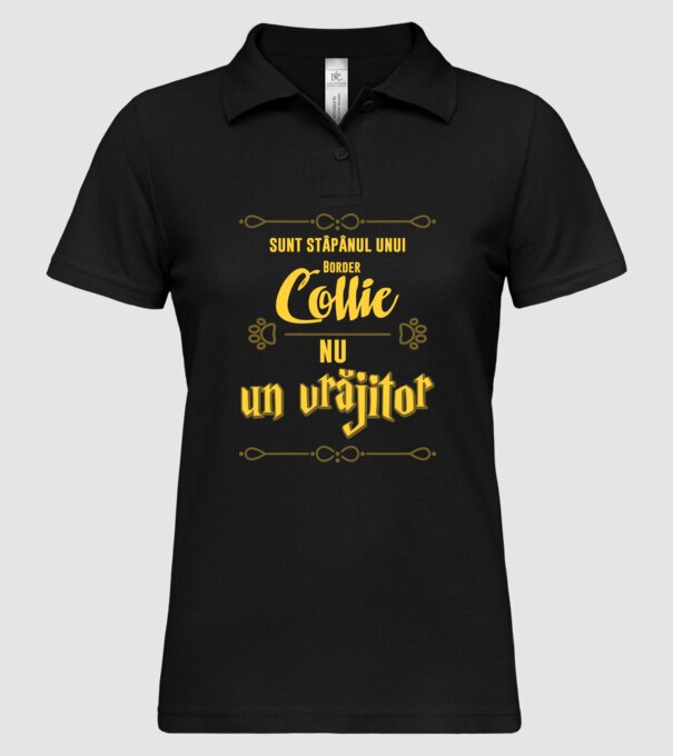 sunt stăpânul unui border collie, nu un vrăjitor model negru pe tricou