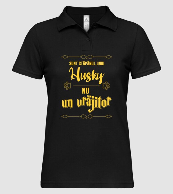 sunt stăpânul unui husky, nu un vrăjitor model negru pe tricou