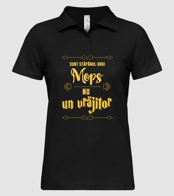 sunt stăpânul unui mops, nu un vrăjitor model negru pe tricou