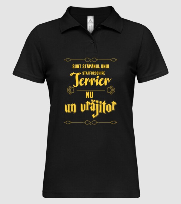 sunt stăpânul unui staffordshire terrier, nu un vrăjitor model negru pe tricou