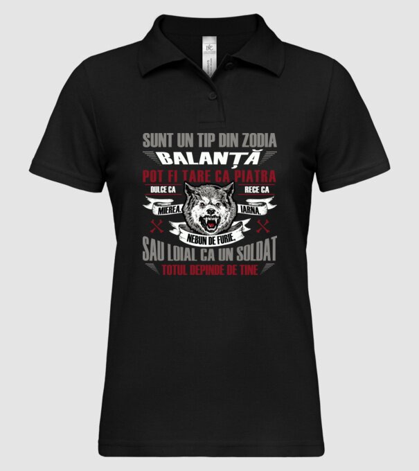 Sunt un tip din zodia Balanță model negru pe tricou