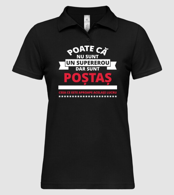 Supererou poştaş model negru pe tricou
