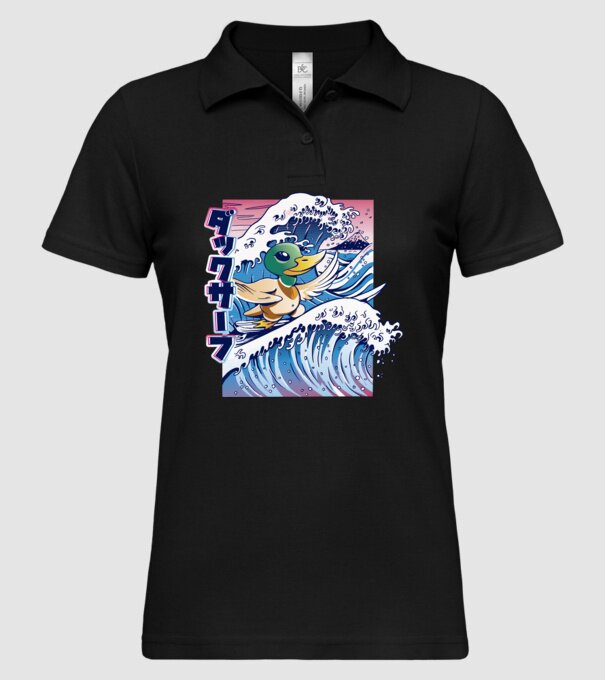 Surfer Duck model negru pe tricou