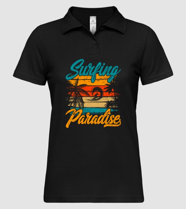 Surfing Paradise model negru pe tricou