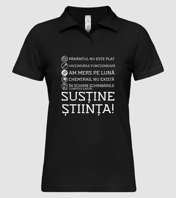 pământul nu este plat, vaccinurile funcționează, chemtrail nu există, în schimb schimbările climatice există, susține știința! model negru pe tricou