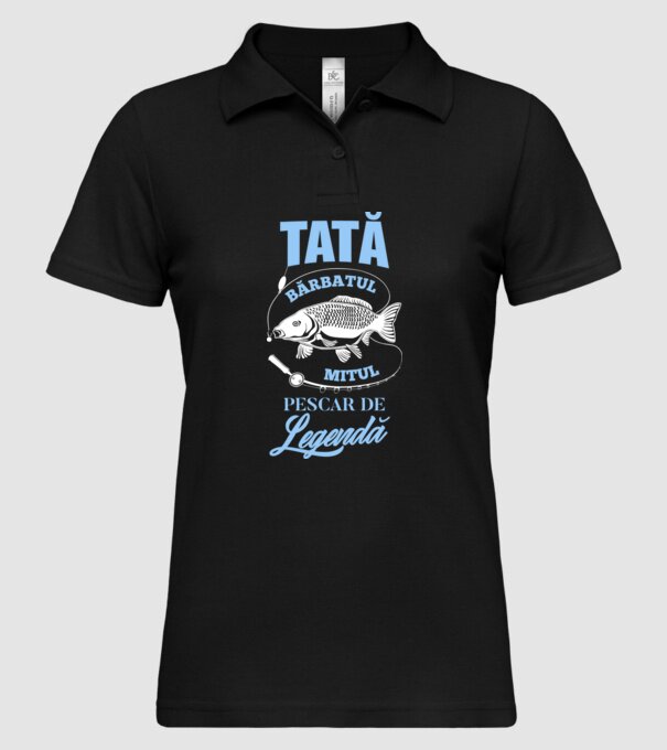 tată - bărbatul, mitul, pescar de legendă model negru pe tricou