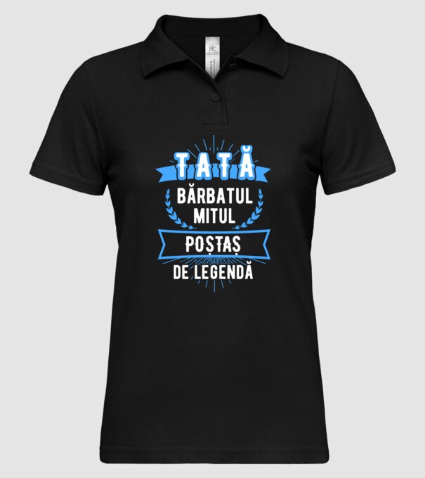 tată - bărbatul, mitul, poștaș de legendă model negru pe tricou