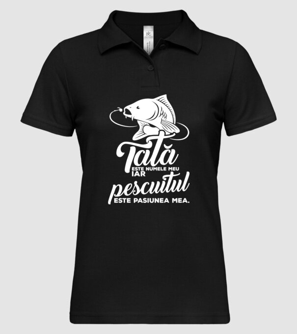 Tată este numele meu, iar pescuitul este pasiunea mea model negru pe tricou