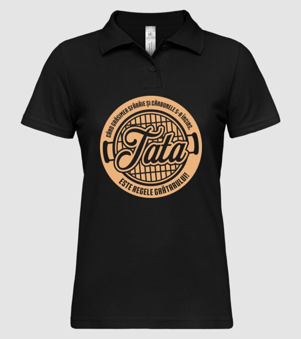 Când grăsimea sfârâie și cărbunele s-a încins, tata este regele grătarului! model negru pe tricou