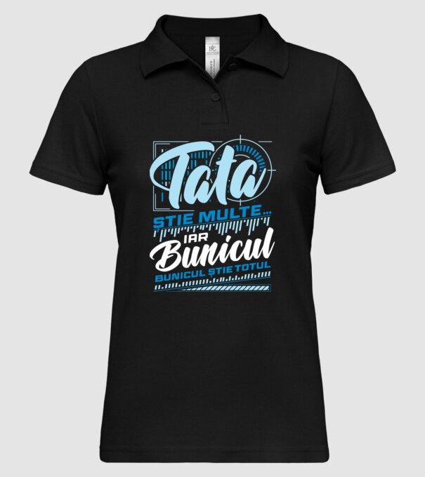 Tata știe multe iar bunicul știe totul model negru pe tricou