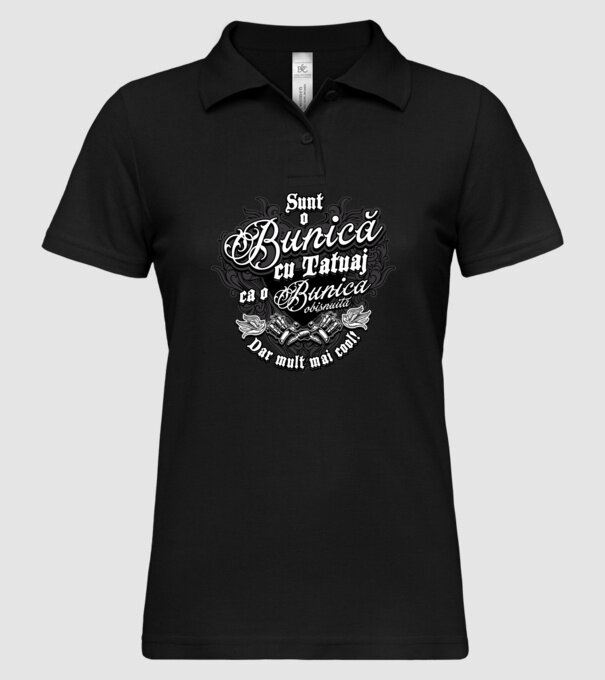 Sunt o bunică cu tatuaj, ca o bunică obișnuită, dar mult mai cool! model negru pe tricou