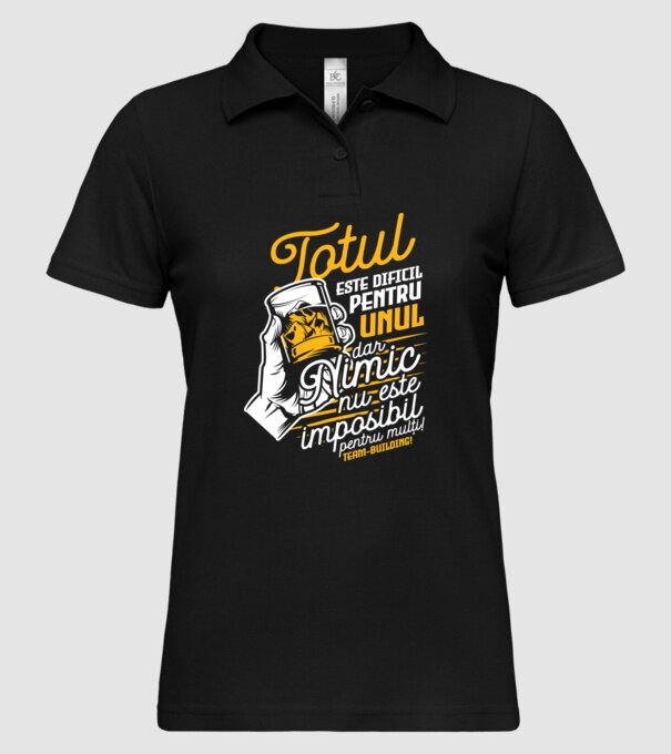 Totul este dificil pentru unul, dar nimic nu este imposibil pentru mulți! Team-building model negru pe tricou