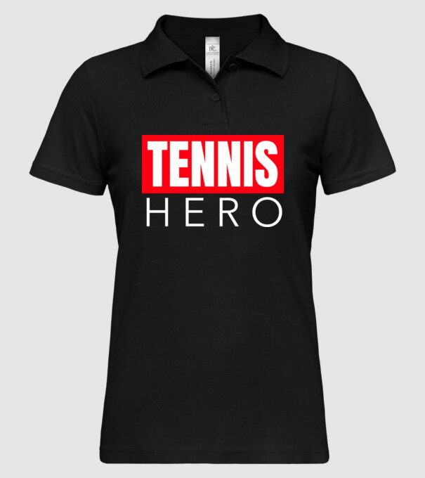TENNIS HERO model negru pe tricou