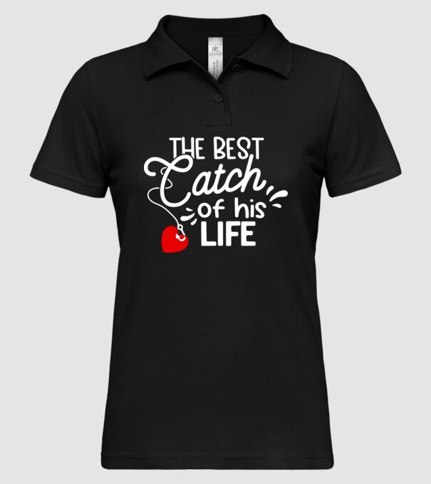 The best catch fehér model negru pe tricou
