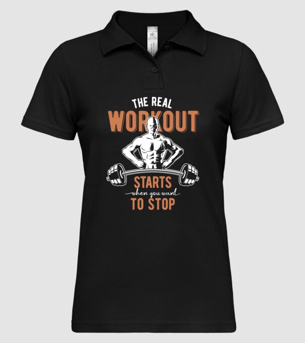The Real Workout model negru pe tricou