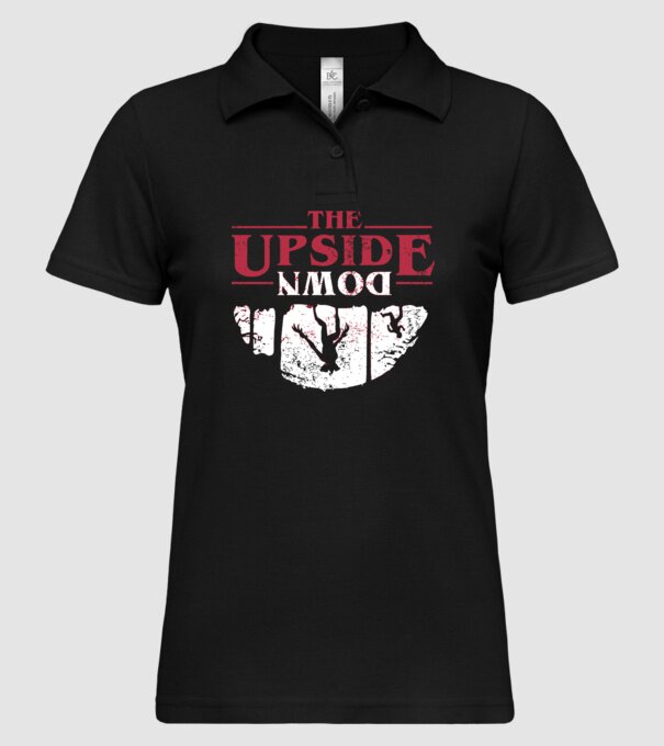 the upside down logo model negru pe tricou