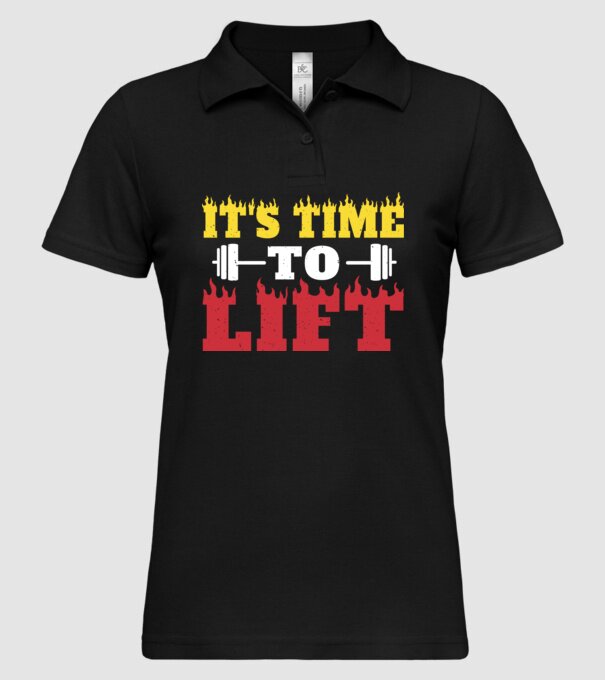 Time to lift model negru pe tricou