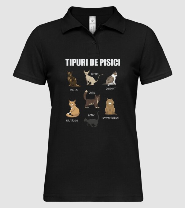 Tipuri de pisici model negru pe tricou