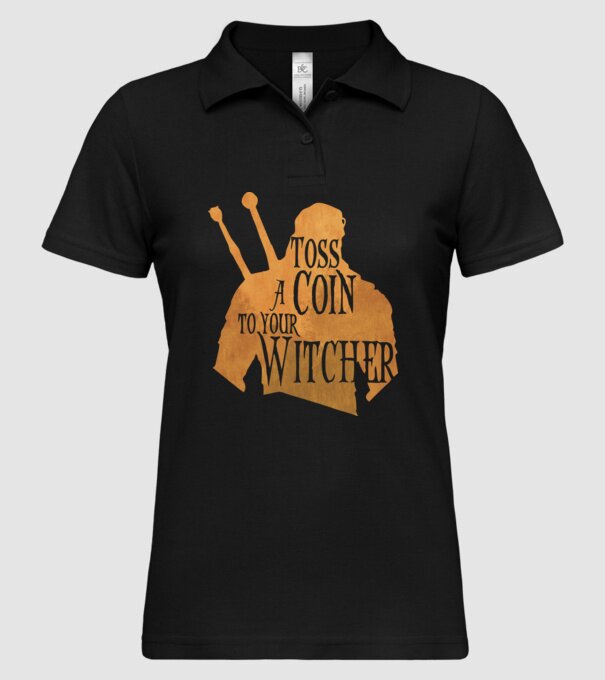 Toss a Coin to your Witcher model negru pe tricou