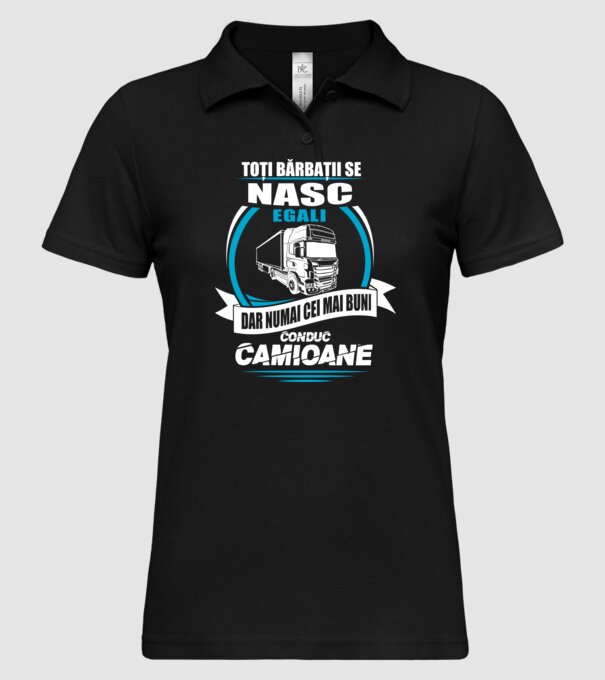 Toți bărbații se nasc egali camioane model negru pe tricou