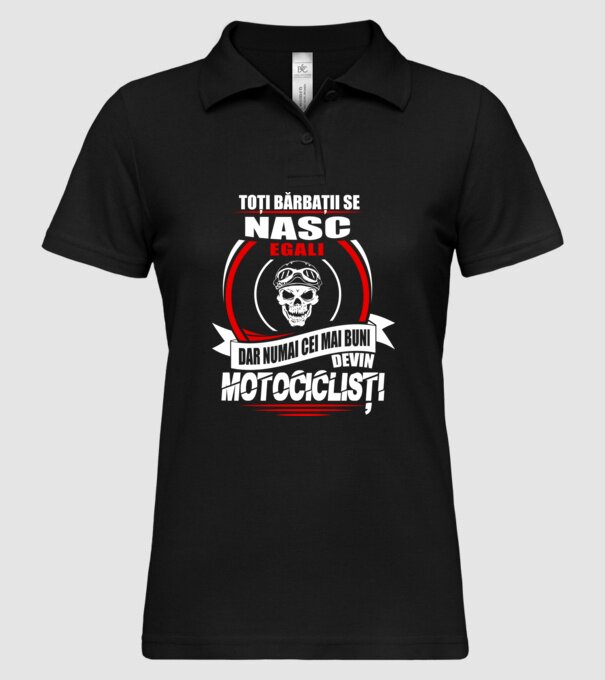 Toți bărbații se nasc egali motocicliști model negru pe tricou