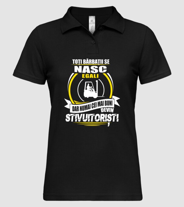 Toți bărbații se nasc egali stivuitoriști model negru pe tricou