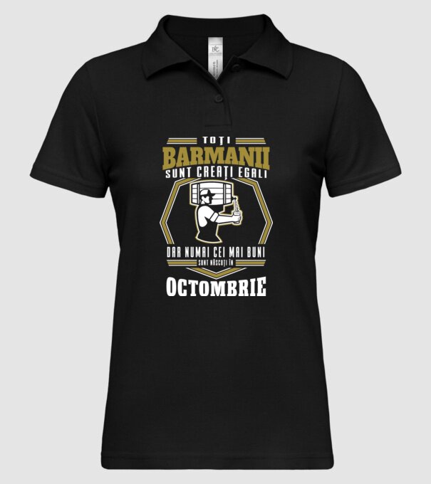 Toți barmanii creați egali octombrie model negru pe tricou