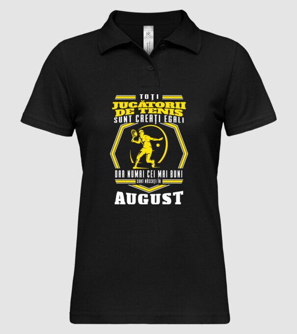 Toți jucătorii de tenis sunt creați egali August model negru pe tricou