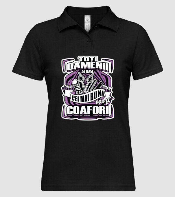 Toți oamenii coafori model negru pe tricou