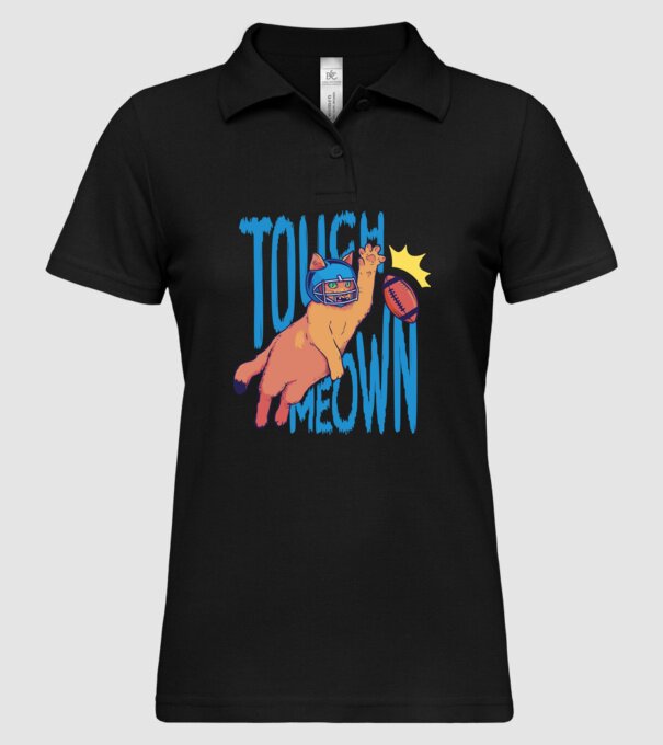 Touch Meow model negru pe tricou
