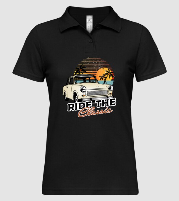 Trabant Ride The Classic model negru pe tricou