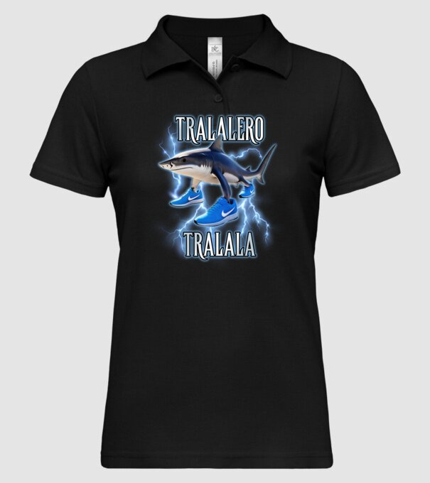Tralalero Tralala model negru pe tricou