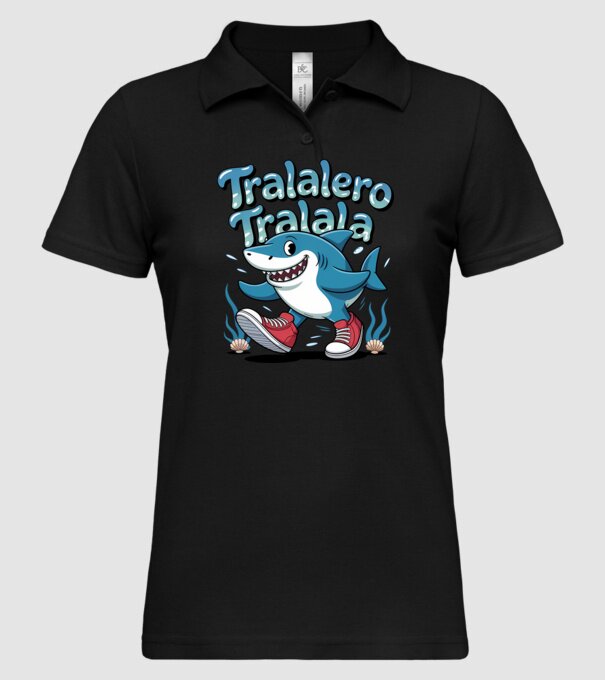 Tralalero Tralala drăguț model negru pe tricou