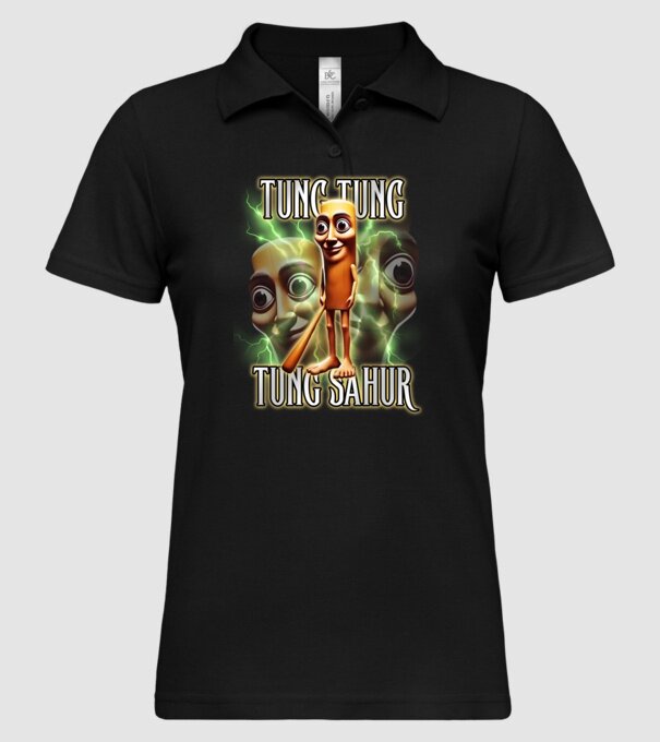 Tung Tung Tung Sahur model negru pe tricou
