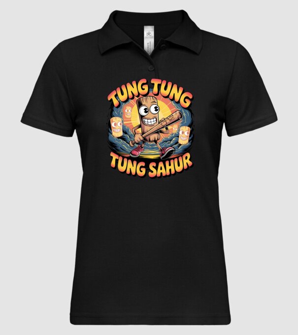 Tung Tung Tung Sahur Retro model negru pe tricou