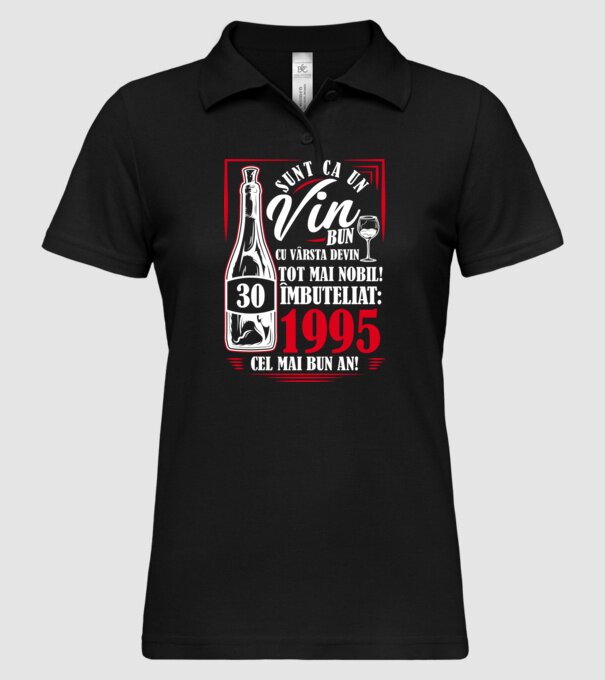 Un Vin Bun 1995 - Negru model negru pe tricou