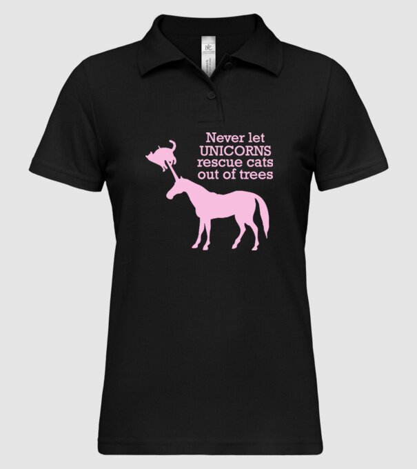 unicorn cat model negru pe tricou