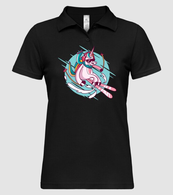 Unicorn ski model negru pe tricou
