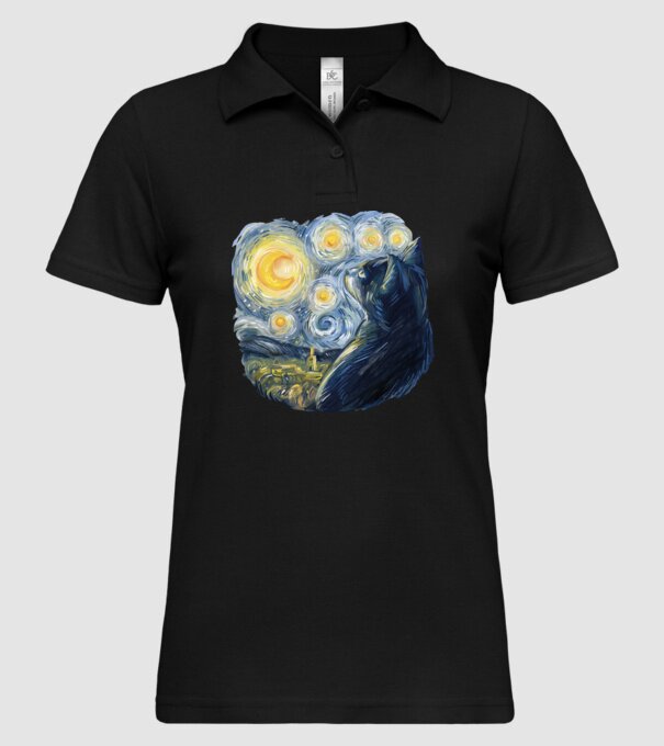 Van Gogh cat model negru pe tricou