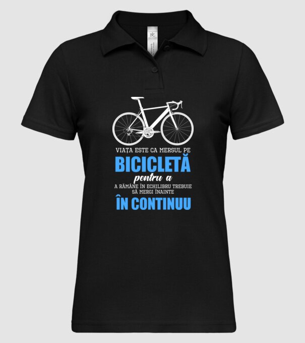 Viața este ca mersul pe bicicletă, pentru a rămâne în echilibru trebuie să mergi înainte în continuu model negru pe tricou